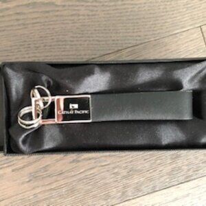 Cathay Pacific Key Ring Synthetic Strap w Silver Metal Hardware Black Sz OS